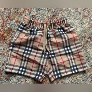 Burberry Beige and Black Plaid Shorts